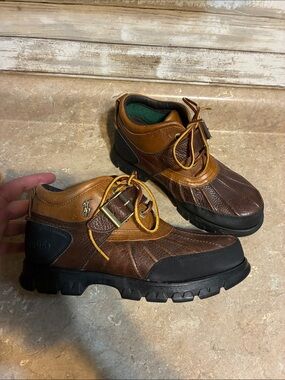 Polo by Ralph Lauren Dover 3 8D 8 D Brown & Tan Leather Duck Boots Hiking Boots